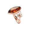 Baltic Amber Copper  Leaf Vine Ring