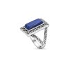 Rectangular Lapis Lazuli Sterling Silver Vintage Filigree Ring