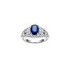 Blue Sapphire & White Zircon Sterling Silver Vintage Halo Ring