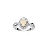 Ethiopian Opal & White Zircon Sterling Silver Halo Ring