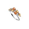 Citrine & White Zircon Sterling Silver Floral Cluster Ring