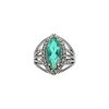 Triplet Green Emerald Quartz & Marcasite Sterling Silver Vintage Ring