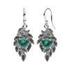 Triplet Green Emerald Quartz & Marcasite Sterling Silver Ring
