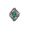 Triplet Green Emerald Quartz & Marcasite Sterling Silver Ring