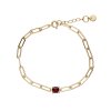 Garnet 18K Yellow Gold Sterling Silver Bracelet