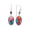 Blended Turquoise and Orange Spiny Oyster & Garnet Sterling Silver Earrings