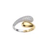 White CZ Two-Tone Sterling Silver Bypass Ring