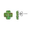 Green Turquoise Sterling Silver Clover Leaf Earrings
