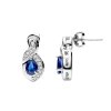 Blue Sapphire & White Zircon Sterling Silver Earrings