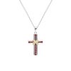 Garnet Two-Tone Sterling Silver Cross Pendant Necklace