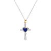 Lapis Lazuli & White Zircon Two-Tone Sterling Silver Cross Pendant Necklace