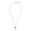 Lapis Lazuli & White Zircon Two-Tone Sterling Silver Cross Pendant Necklace