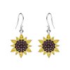 Golden & Brown CZ Sterling Silver Sunflower Earrings