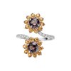 Smoky Quartz & Citrine Sterling Silver bypass Ring