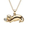 White Cubic Zirconia 18K Yellow Gold Sterling Silver Cat Pendant Necklace