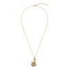 White Cubic Zirconia 18K Yellow Gold Sterling Silver Cat Pendant Necklace