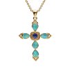 Lapis Lazuli & Turquoise 18K Yellow Gold Sterling Silver Pendant Necklace