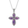 Purple Turquoise Sterling Silver Cross Pendant Necklace