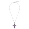 Purple Turquoise Sterling Silver Cross Pendant Necklace