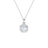 Rainbow Moonstone Sterling Silver Pendant Necklace