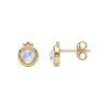 Rainbow Moonstone 18K Yellow Gold Sterling Silver Stud Earrings