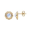 Rainbow Moonstone 18K Yellow Gold Sterling Silver Stud Earrings