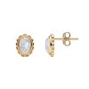 Rainbow Moonstone 18K Yellow Gold Sterling Silver Stud Earrings