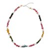 Multicolor Tourmaline & Freshwater Pearl Beaded Necklace 20"
