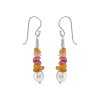 Multicolor Tourmaline & Freshwater Pearl Beaded Earrings