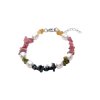 Multicolor Tourmaline & Freshwater Pearl Beaded Bracelet 7.25"