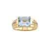 Sky Blue Topaz & White Zircon Oval 18K Yellow Gold Over Sterling Silver Men's Ring