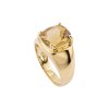 Champagne Quartz Oval 18K Yellow Gold Over Sterling Silver Men's Ring