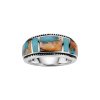 Blended Turquoise With Spiny Oyster Shell Sterling Silver Inlay Ring
