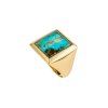Square Turquoise 18K Yellow Gold Over Sterling Silver Ring