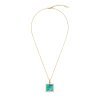 Square Turquoise 18K Yellow Gold Over Sterling Silver Pendant With Chain