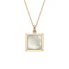 Square Mother of Pearl 18K Yellow Gold Over Sterling Silver Pendant With Chain