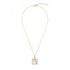 Square Mother of Pearl 18K Yellow Gold Over Sterling Silver Pendant With Chain