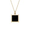 Square Black Onyx 18K Yellow Gold Over Sterling Silver Pendant With Chain