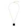 Square Black Onyx 18K Yellow Gold Over Sterling Silver Pendant With Chain