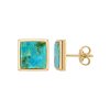 Square Turquoise 18K Yellow Gold Over Sterling Silver Earrings
