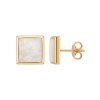 Square Mother of Pearl 18K Yellow Gold Over Sterling Silver Earrings