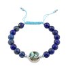 Ablaone & Lapis Beaded Sterling Silver Adjustable Bracelet