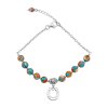 Blended Turquoise With Spiny Oyster Shell Beaded Sterling Silver Bracelet