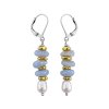 Blue Lace Agate & Hematite With Freshwater Pearl Beaded Sterling Silver Earrings