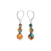 Blended Turquoise With Spiny Oyster Shell Beaded Sterling Silver Earrings