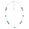 Blended Turquoise With Spiny Oyster Shell Beaded Sterling Silver Necklace