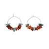 Kingman Turquoise & Amber Beaded Hoop Earrings