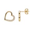 White Zircon Two-Tone Sterling Silver Heart Earrings