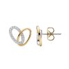 White Zircon Two-Tone Sterling Silver Heart Earrings