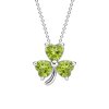 Peridot Sterling Silver Three Leaf Clover Stud Pendant Necklace